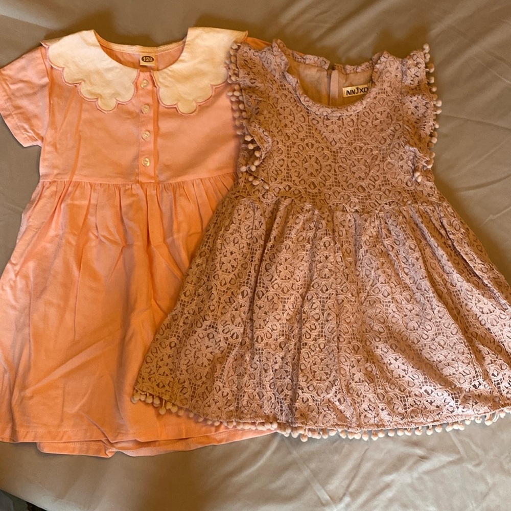 Adorable size 120 pink dress bundle. Good condition. Imperfections shown in pics